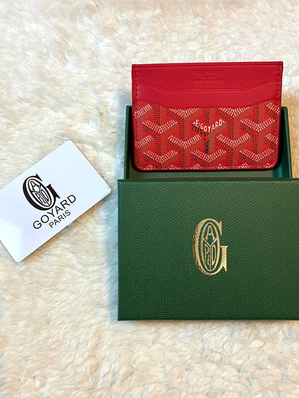 Goyard Red Cardholder Wallet - Compact Women's Leather Card Case